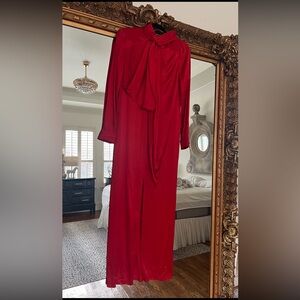 Givenchy Vintage Gorgeous Flame Red 100% Quality Silk Long Sleeve Gown Size: 36